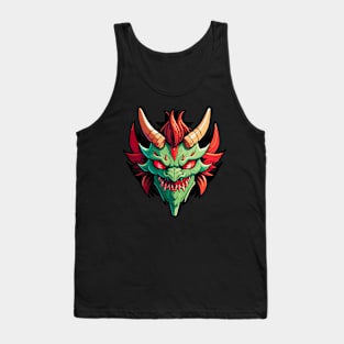 Traditional Japanese Oni Mask | Samurai Mask | Cyberpunk Mask | 0005 Tank Top